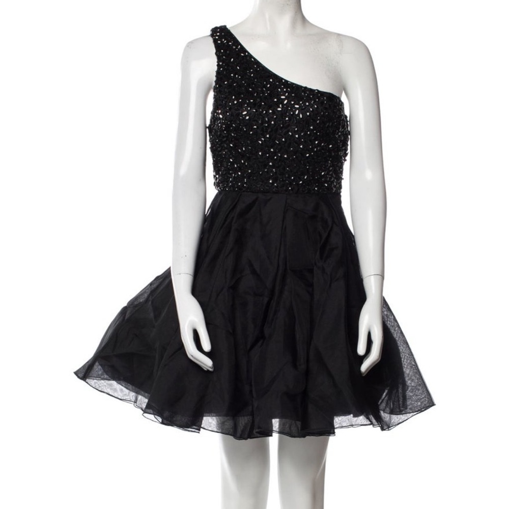 Alice + Olivia Black Sequin One Shoulder Dress NWT New Year